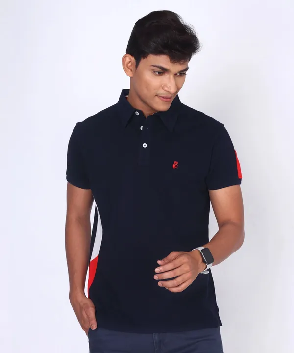 Navy_&_Red_&_White_Regular_Fit_Polo_T-Shirt_For_Men