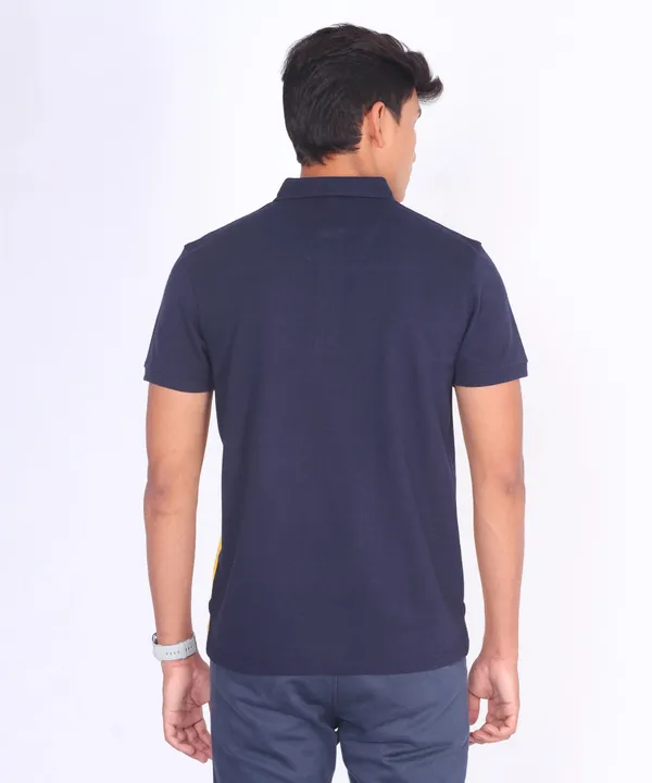 Yellow_&_Navy_Regular_Fit_Polo_T-Shirt_For_Men