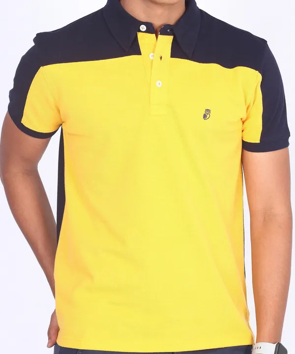 Yellow_&_Navy_Regular_Fit_Polo_T-Shirt_For_Men