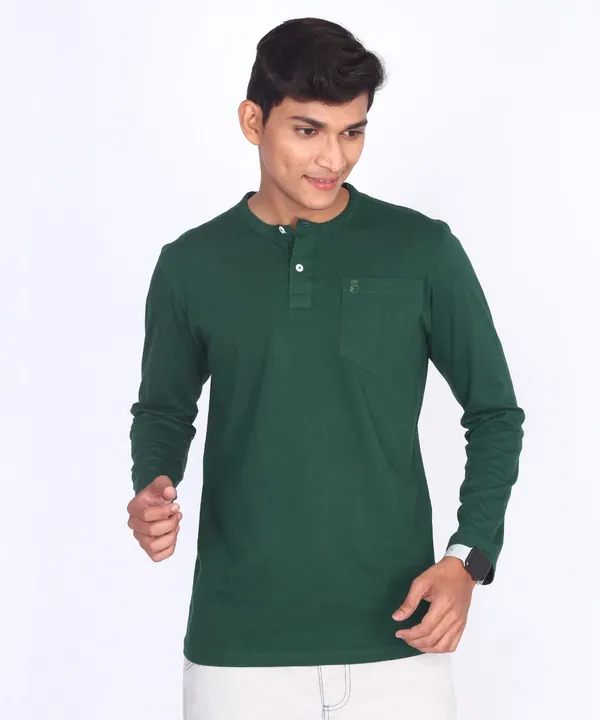 Green_Round_Neck_Full_Sleeve_Regular_Fit_T-Shirt_For_Men