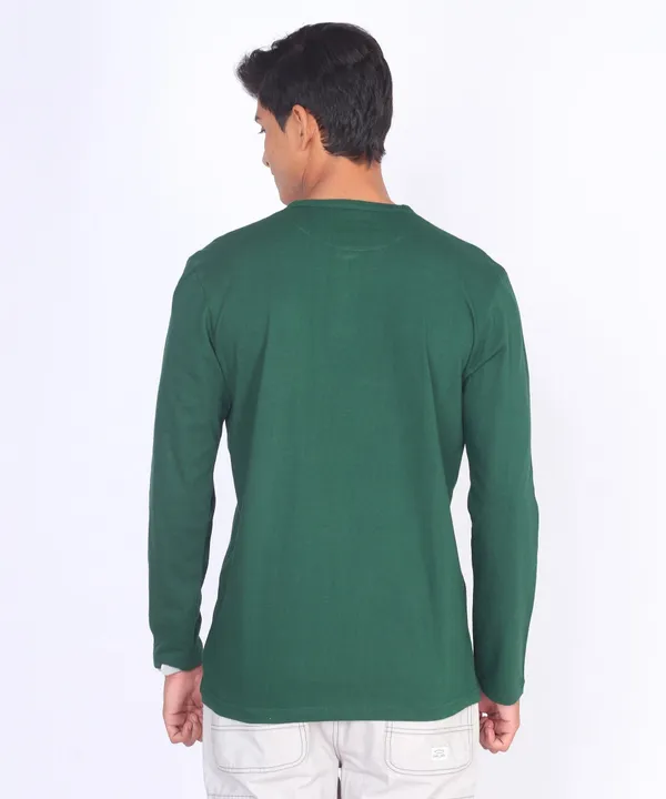 Green_Round_Neck_Full_Sleeve_Regular_Fit_T-Shirt_For_Men