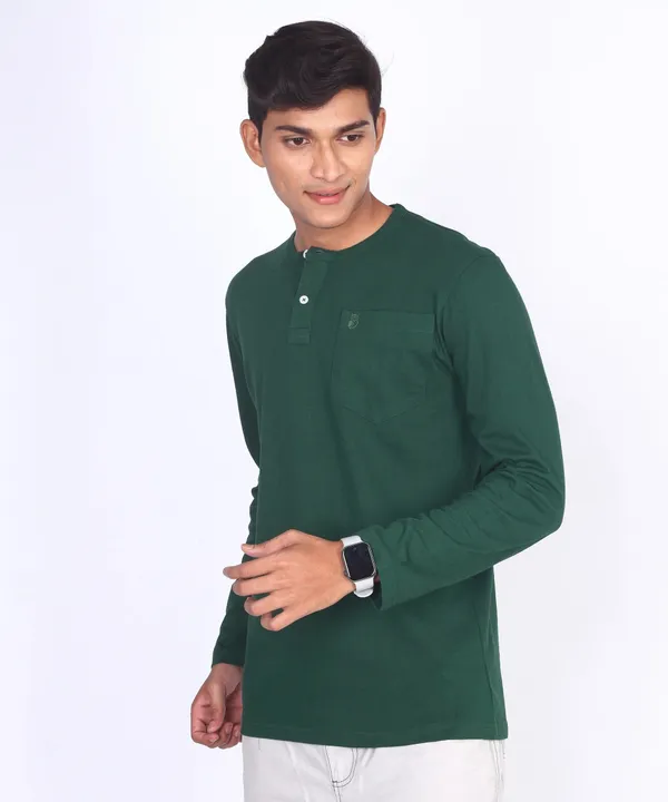 Green_Round_Neck_Full_Sleeve_Regular_Fit_T-Shirt_For_Men
