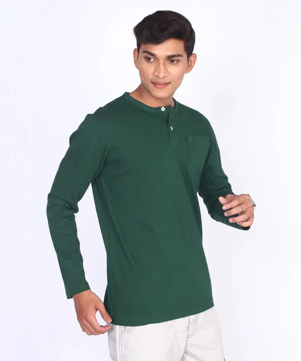 Green_Round_Neck_Full_Sleeve_Regular_Fit_T-Shirt_For_Men