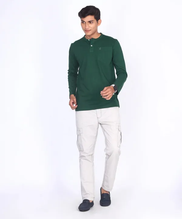 Green_Round_Neck_Full_Sleeve_Regular_Fit_T-Shirt_For_Men