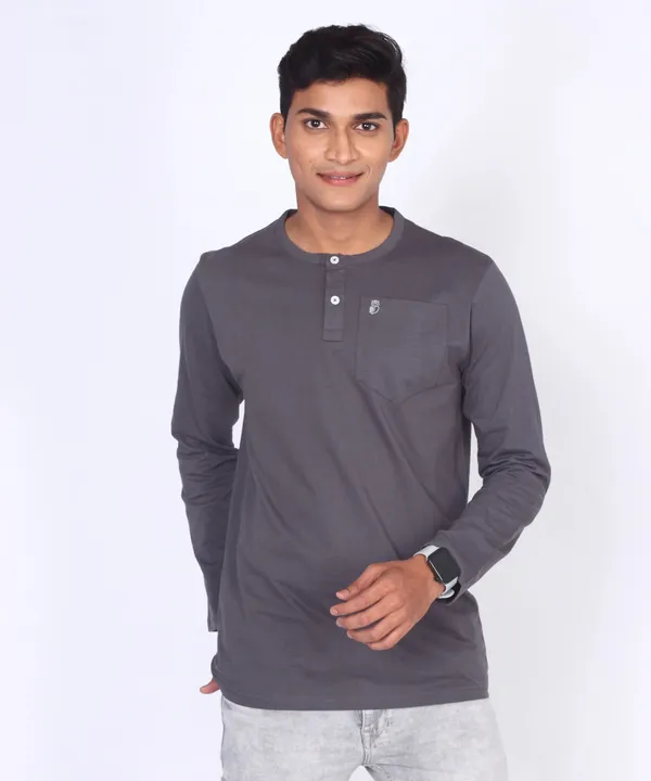 Grey_Round_Neck_Full_Sleeve_Regular_Fit_T-Shirt_For_Men