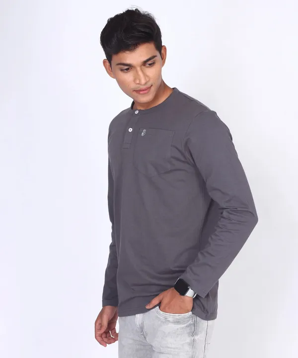 Grey_Round_Neck_Full_Sleeve_Regular_Fit_T-Shirt_For_Men