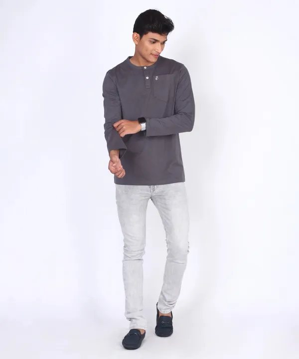 Grey_Round_Neck_Full_Sleeve_Regular_Fit_T-Shirt_For_Men