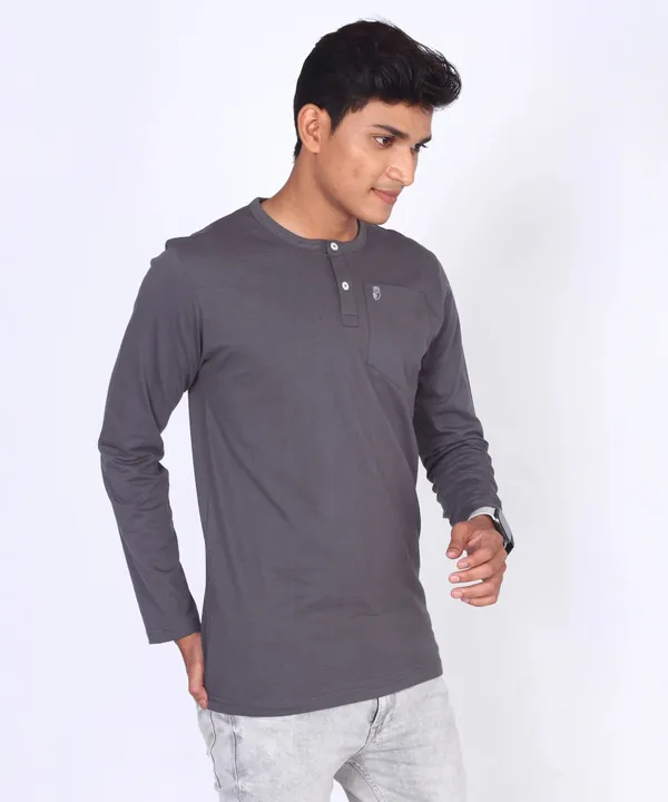 Grey_Round_Neck_Full_Sleeve_Regular_Fit_T-Shirt_For_Men