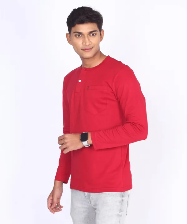 Maroon_Round_Neck_Full_Sleeve_Regular_Fit_T-Shirt_For_Men