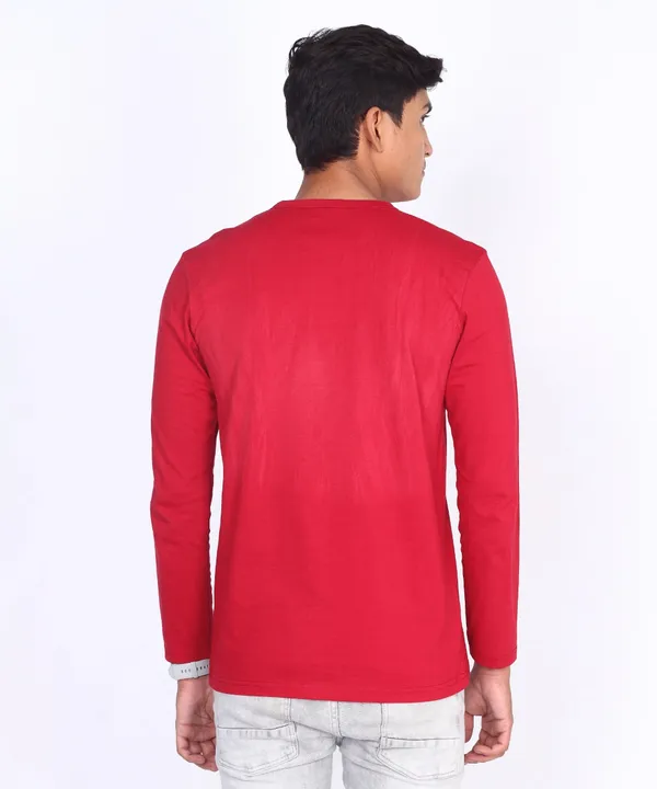 Maroon_Round_Neck_Full_Sleeve_Regular_Fit_T-Shirt_For_Men