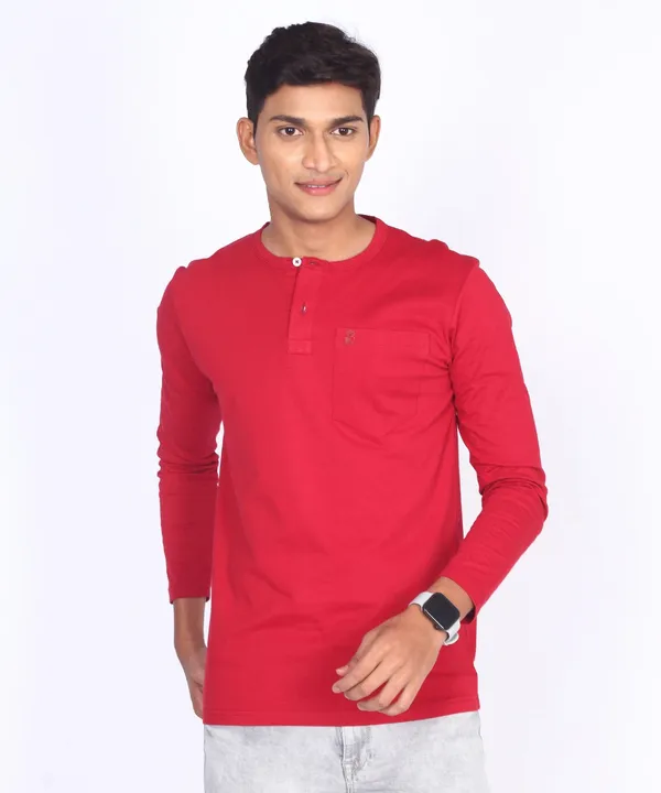 Maroon_Round_Neck_Full_Sleeve_Regular_Fit_T-Shirt_For_Men