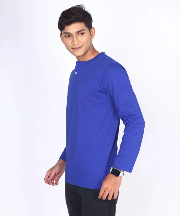 Blue_Round_Neck_Full_Sleeve_Regular_Fit_T-Shirt_For_Men