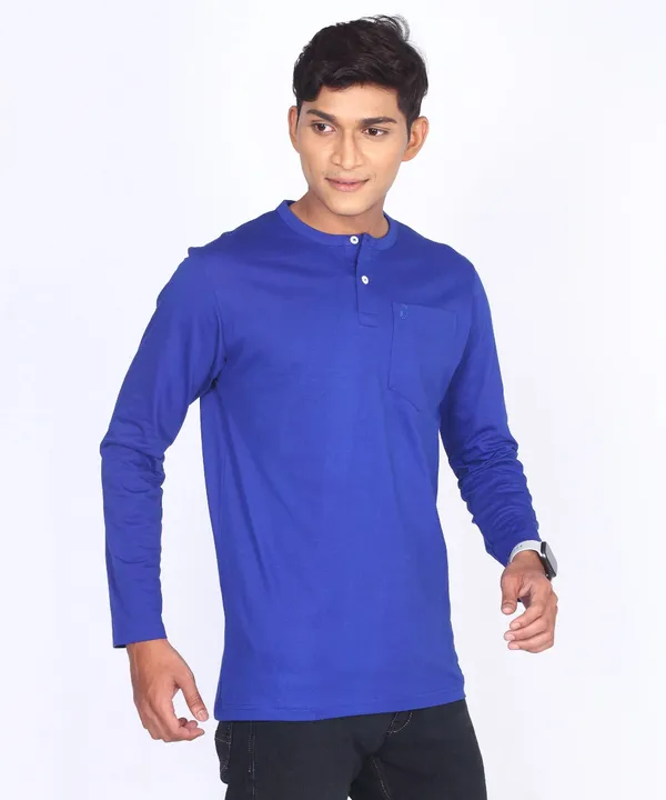 Blue_Round_Neck_Full_Sleeve_Regular_Fit_T-Shirt_For_Men