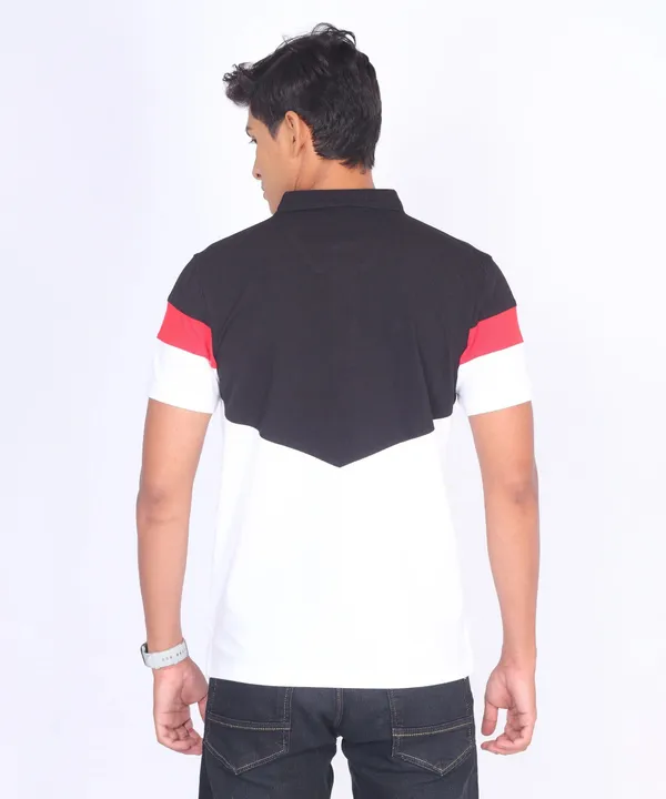 Black_&_White_Regular_Fit_Polo_T-Shirt_For_Men
