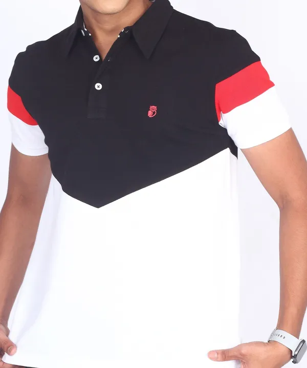 Black_&_White_Regular_Fit_Polo_T-Shirt_For_Men