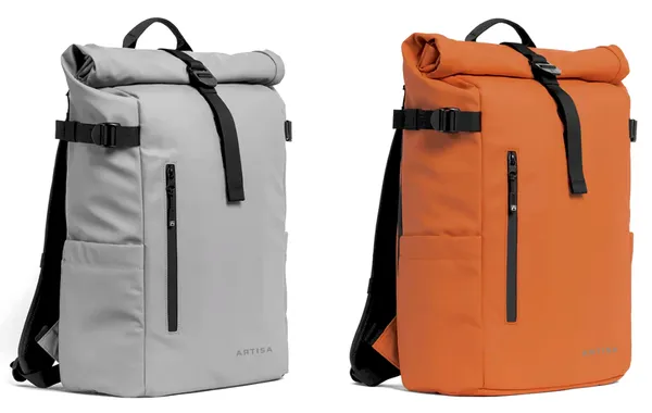 Nomad_Luxe_Rolltop_Sleek_Waterproof_Backpack_For_16.5L_Laptops_+_Luggage_Strap_Stale_Orange_For_Unisex_(Pack_Of_2)