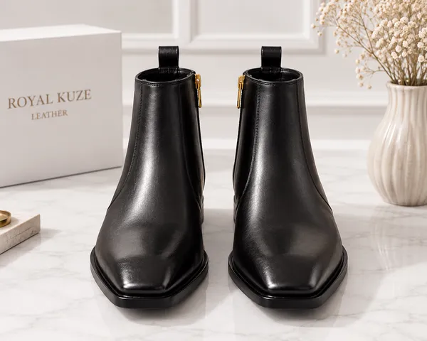 Black_Leather_Cuban_Heel_Boots_Flat_Toe_For_Men_Premium_&_Luxury