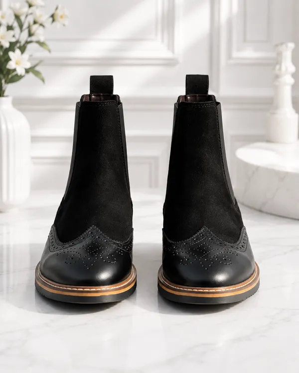 Black_Leather_Chealsea_Boot_For_Men_Premium_&_Elegant_Broke_Finished