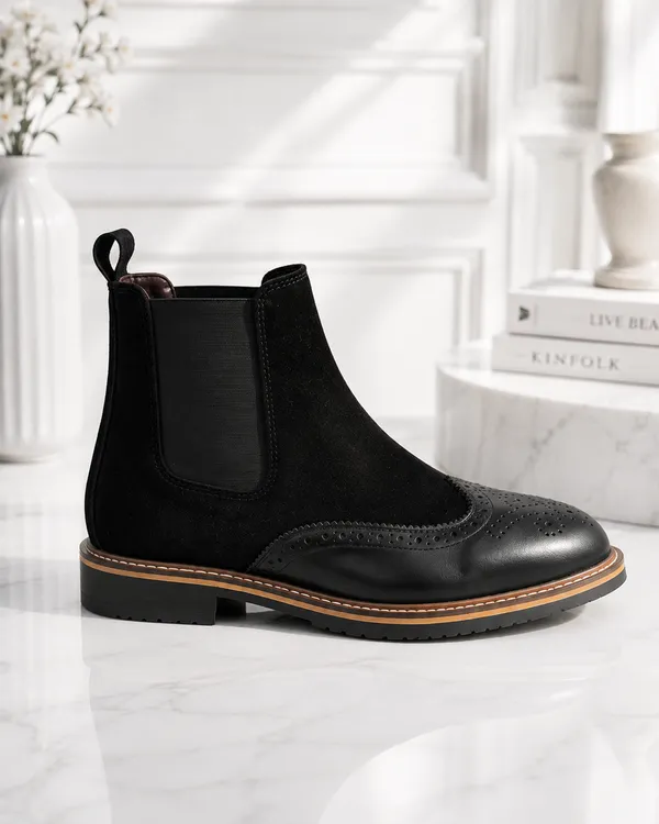 Black_Leather_Chealsea_Boot_For_Men_Premium_&_Elegant_Broke_Finished