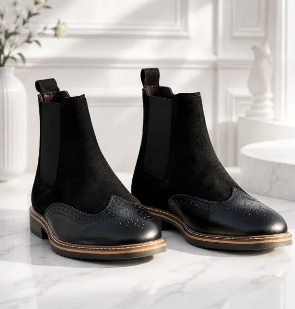 Black_Leather_Chealsea_Boot_For_Men_Premium_&_Elegant_Broke_Finished