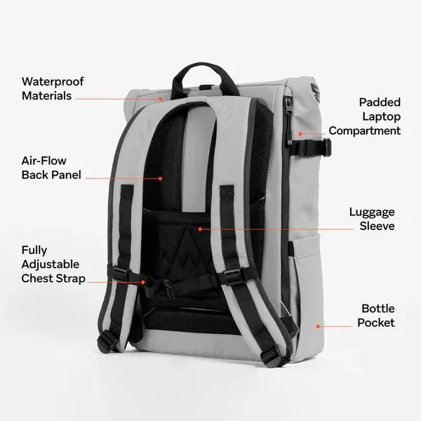 Grey_Wax_Leather_Premium_&_Elegant_Roll_Top_Backpack_For_Unisex