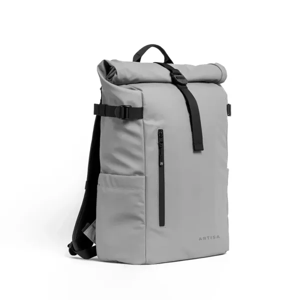 Grey_Wax_Leather_Premium_&_Elegant_Roll_Top_Backpack_For_Unisex