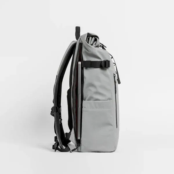 Grey_Wax_Leather_Premium_&_Elegant_Roll_Top_Backpack_For_Unisex