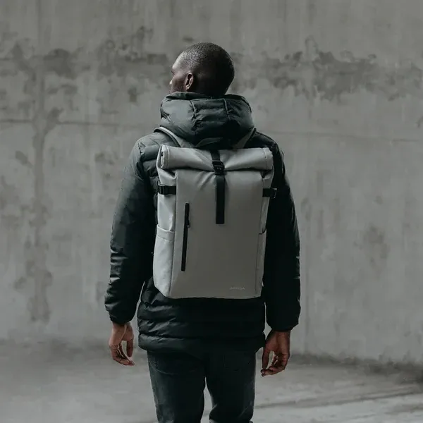 Grey_Wax_Leather_Premium_&_Elegant_Roll_Top_Backpack_For_Unisex