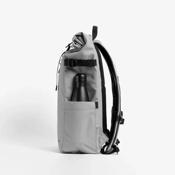 Grey_Wax_Leather_Premium_&_Elegant_Roll_Top_Backpack_For_Unisex