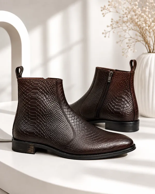 Brown_Leather_Chealsea_Boot_Fro_Men_Premium_&_Elegant_Crocodile_Finished
