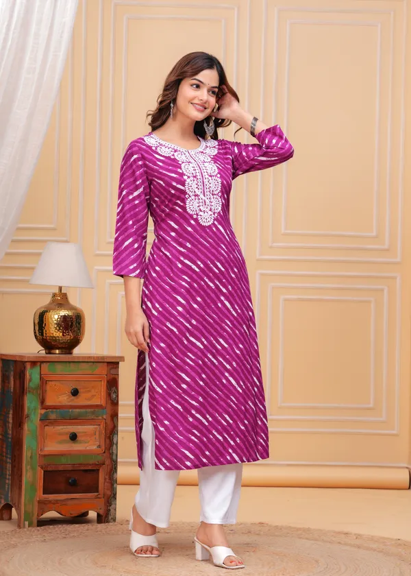 Purple_Leheriya_Printed_Embroidered_Mirror_Work_Straight_Kurta_For_Women