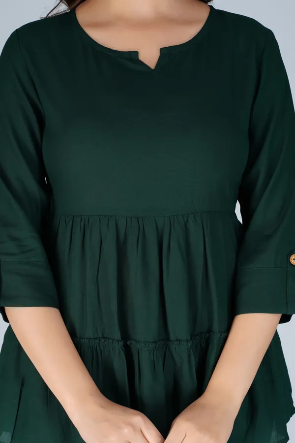 Dark_Green_Tiered_Longline_Top_For_Women