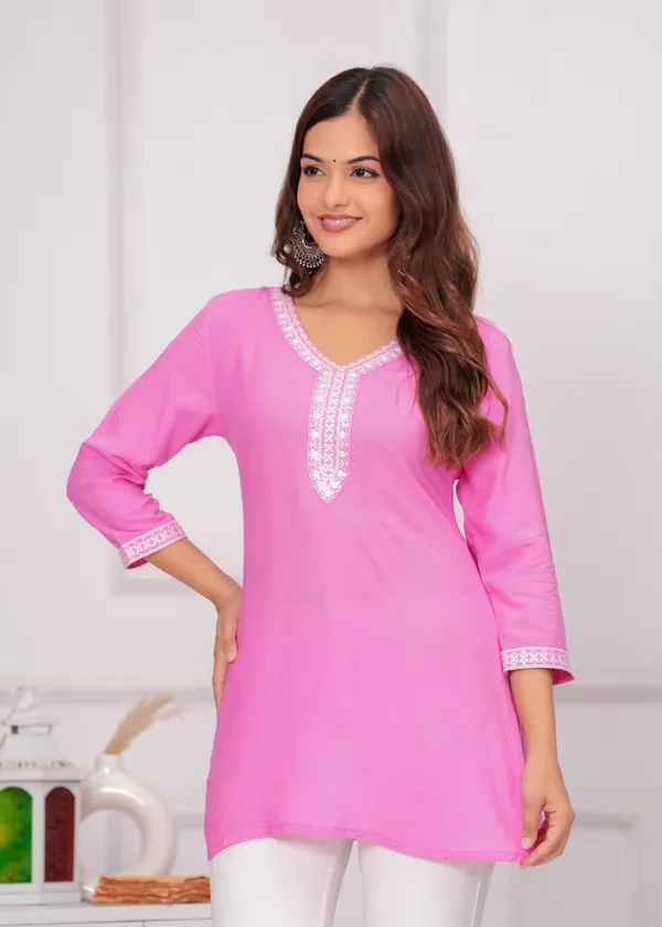Light_Pink_Embroidered_V-Neck_Top_For_Women