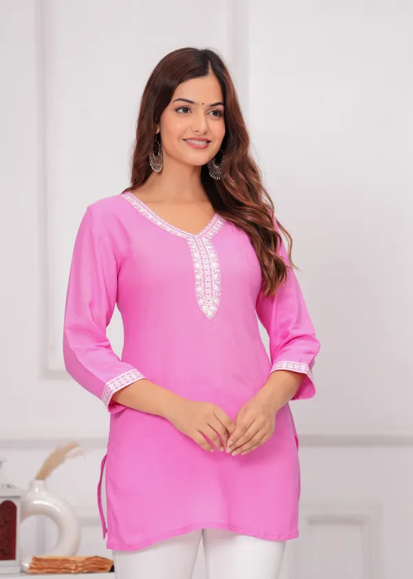 Light_Pink_Embroidered_V-Neck_Top_For_Women