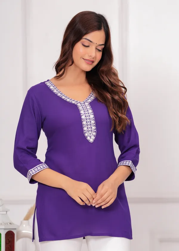 Wine_Embroidered_Round_Neck_Crop_Top_For_Women