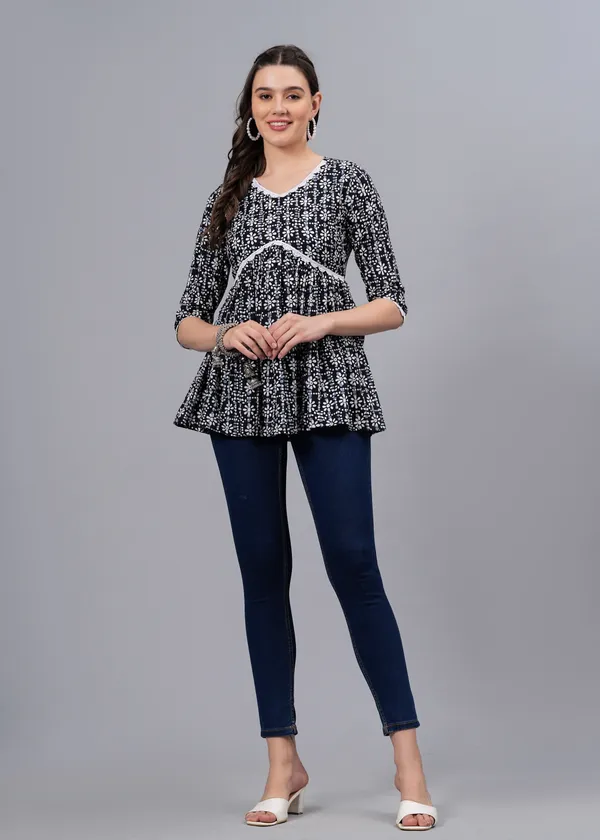 Black_Floral_Printed_Cotton_Top_For_Women