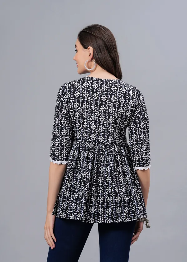 Black_Floral_Printed_Cotton_Top_For_Women