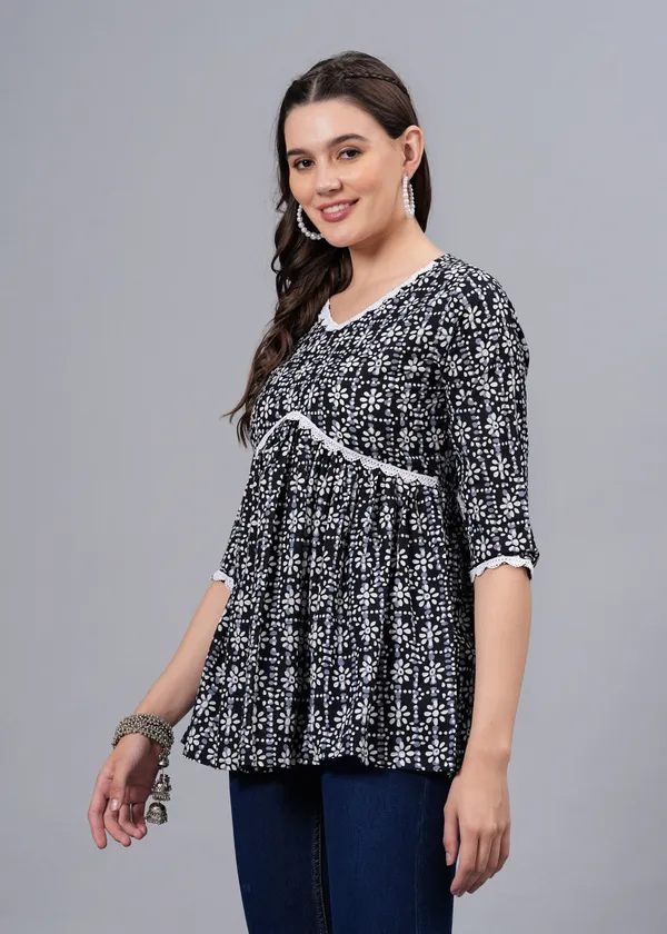 Black_Floral_Printed_Cotton_Top_For_Women