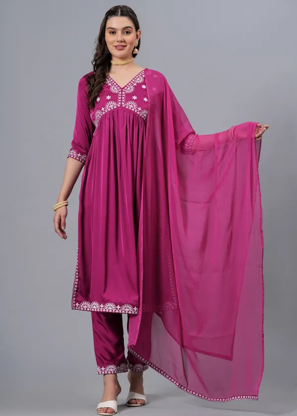 Pink_Floral_Embroidered_Regular_Thread_Work_A-Line_Kurta_With_Palazzos_&_Dupatta_For_Women