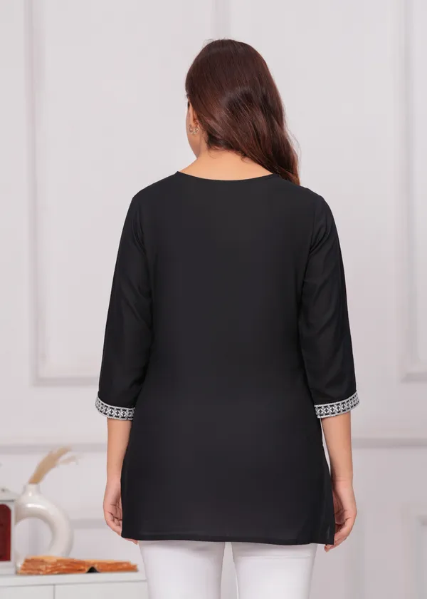 Black_V-Neck_Embroidered_Top_For_Women
