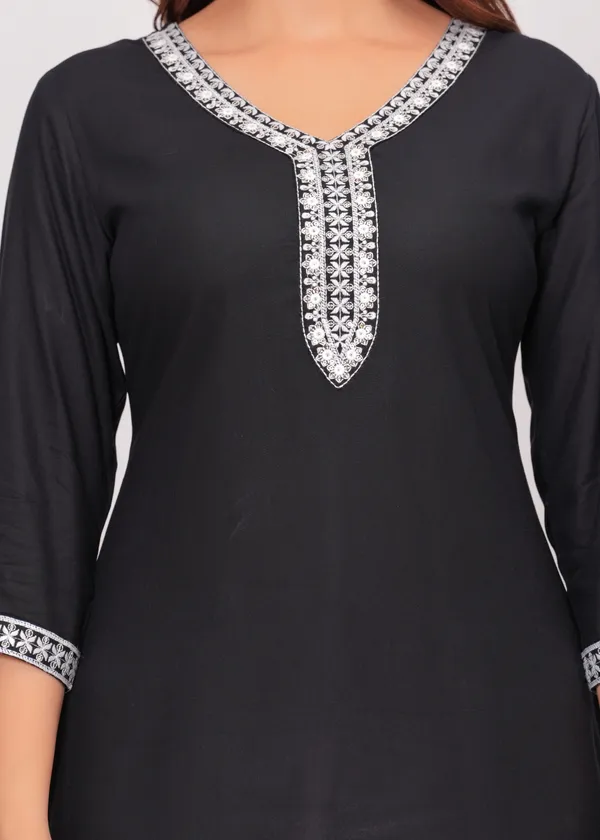 Black_V-Neck_Embroidered_Top_For_Women
