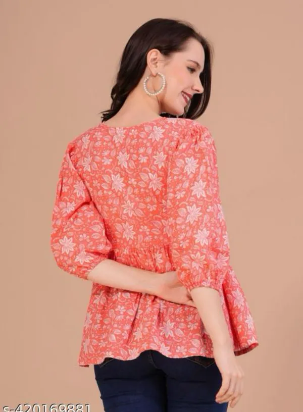 Orange_Floral_Printed_Regular_Kurta_Tops_For_Women