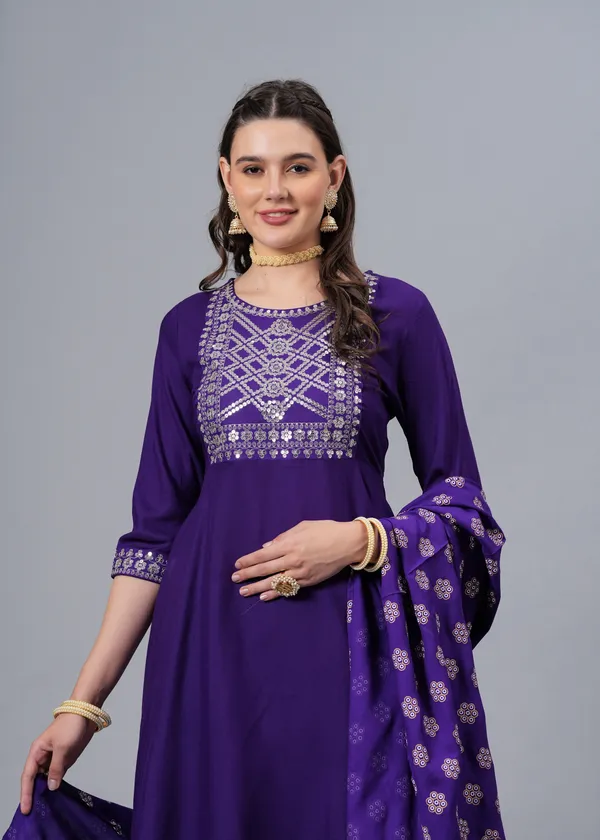 Purple_Embroidered_Sequinned_Anarkali_Kurta_&_Trousers_With_Dupatta_For_Women