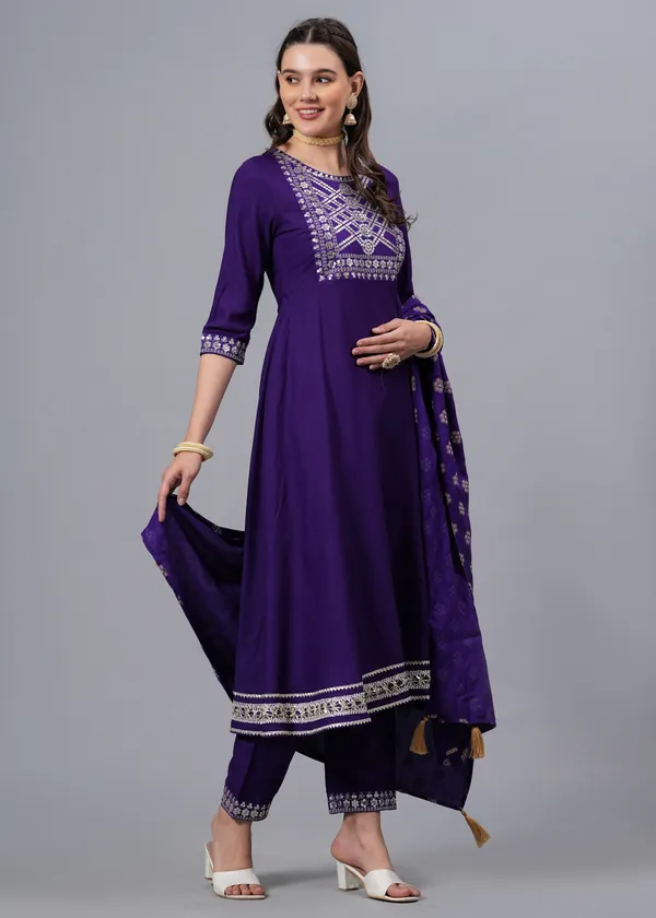 Purple_Embroidered_Sequinned_Anarkali_Kurta_&_Trousers_With_Dupatta_For_Women