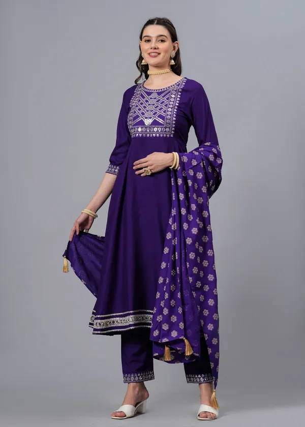 Purple_Embroidered_Sequinned_Anarkali_Kurta_&_Trousers_With_Dupatta_For_Women