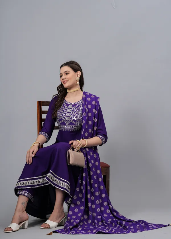 Purple_Embroidered_Sequinned_Anarkali_Kurta_&_Trousers_With_Dupatta_For_Women