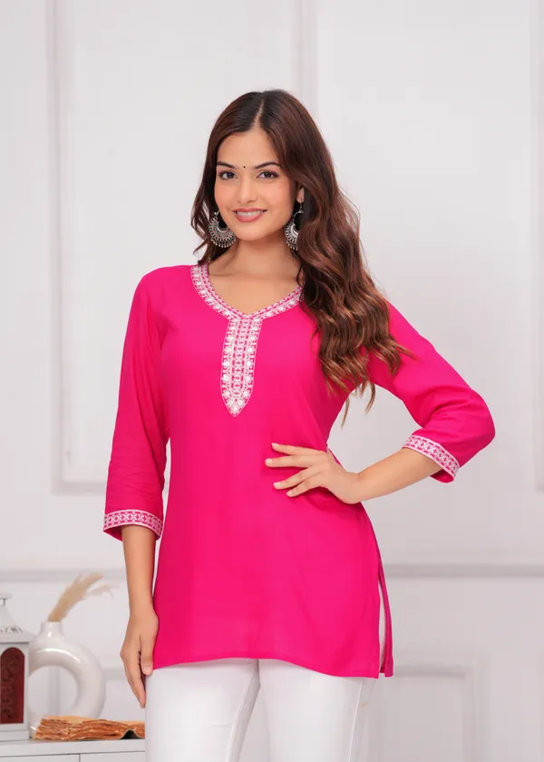 Dark_Pink_Embroidered_Top_For_Women