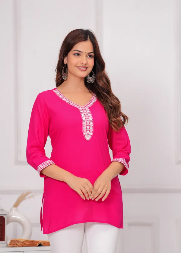 Dark_Pink_Embroidered_Top_For_Women
