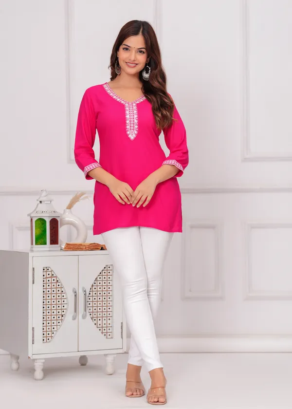 Dark_Pink_Embroidered_Top_For_Women