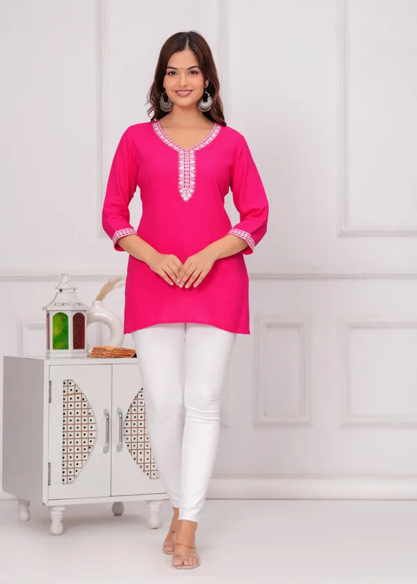 Dark_Pink_Embroidered_Top_For_Women